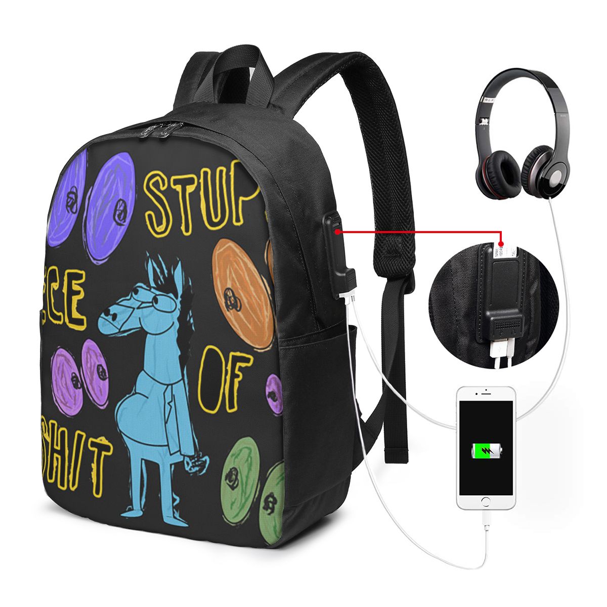 Backpacks - Cartoon Bojack Horseman Stupid Piece Of