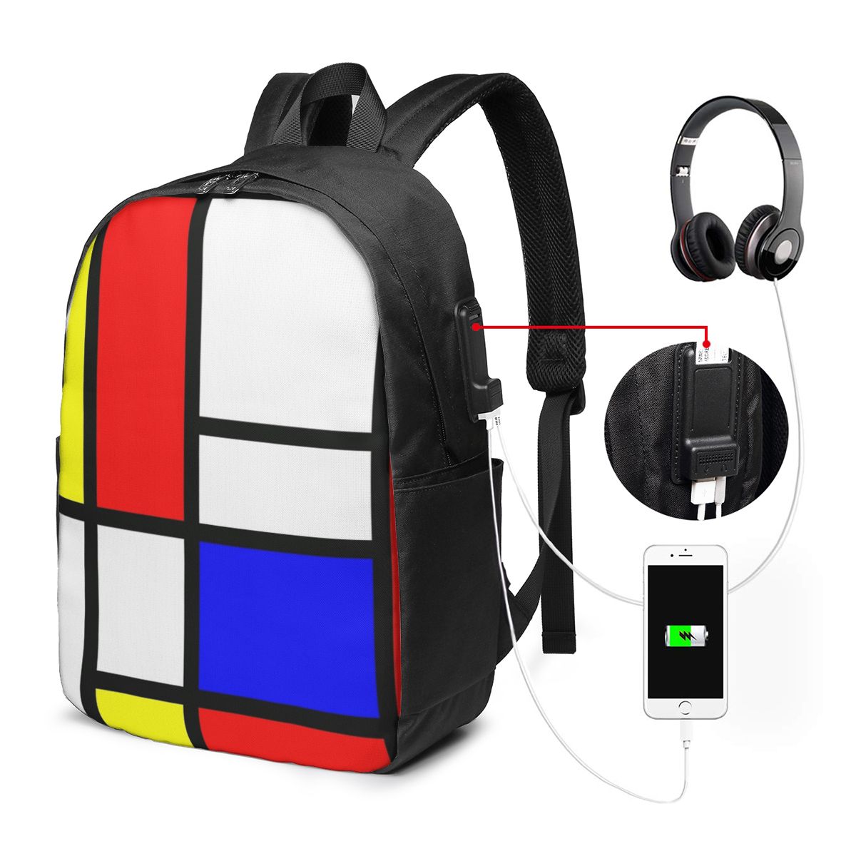 Piet Mondrian Composition  Bac - огляд і ціна Travel Bags