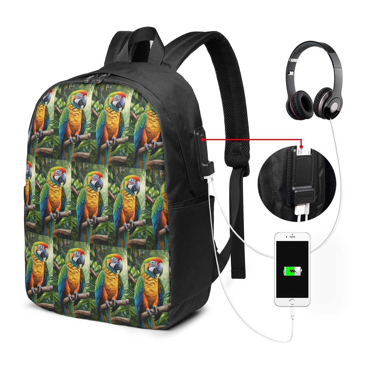 Cute Macaw Parrots Backpack Tr - огляд і ціна Travel Bags